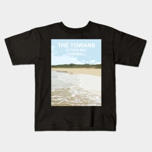 The Towans St Ives Bay Cornwall. Cornish gift Kernow Travel location poster, St Austell Kids T-Shirt